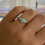 Round Blue Zircon & Pear Ring