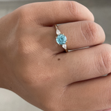 Round Blue Zircon & Pear Ring
