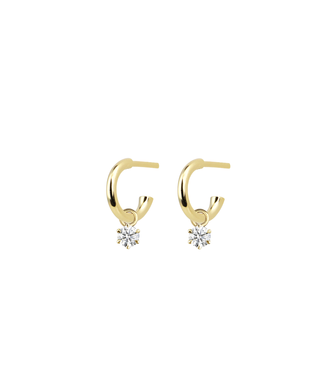 Round Diamond Charmed Hoop Earrings