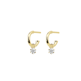 Round Diamond Charmed Hoop Earrings