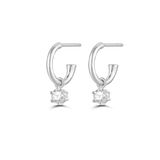 Round Diamond Charmed Hoop Earrings