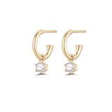 Round Diamond Charmed Hoop Earrings