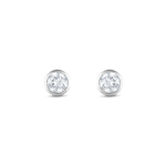 White gold round diamond stud earrings front view