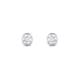 White gold round diamond stud earrings front view