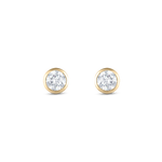 Yellow gold round diamond stud earrings with bezel setting