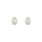 Yellow gold round diamond stud earrings with bezel setting