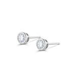 White gold round diamond stud earrings with bezel setting