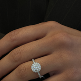 Round Diamond Halo Ring with Diamond Band classajewellers