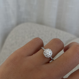 Round Diamond Halo Ring with Diamond Band classajewellers