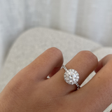 Round Diamond Halo Ring with Diamond Band classajewellers