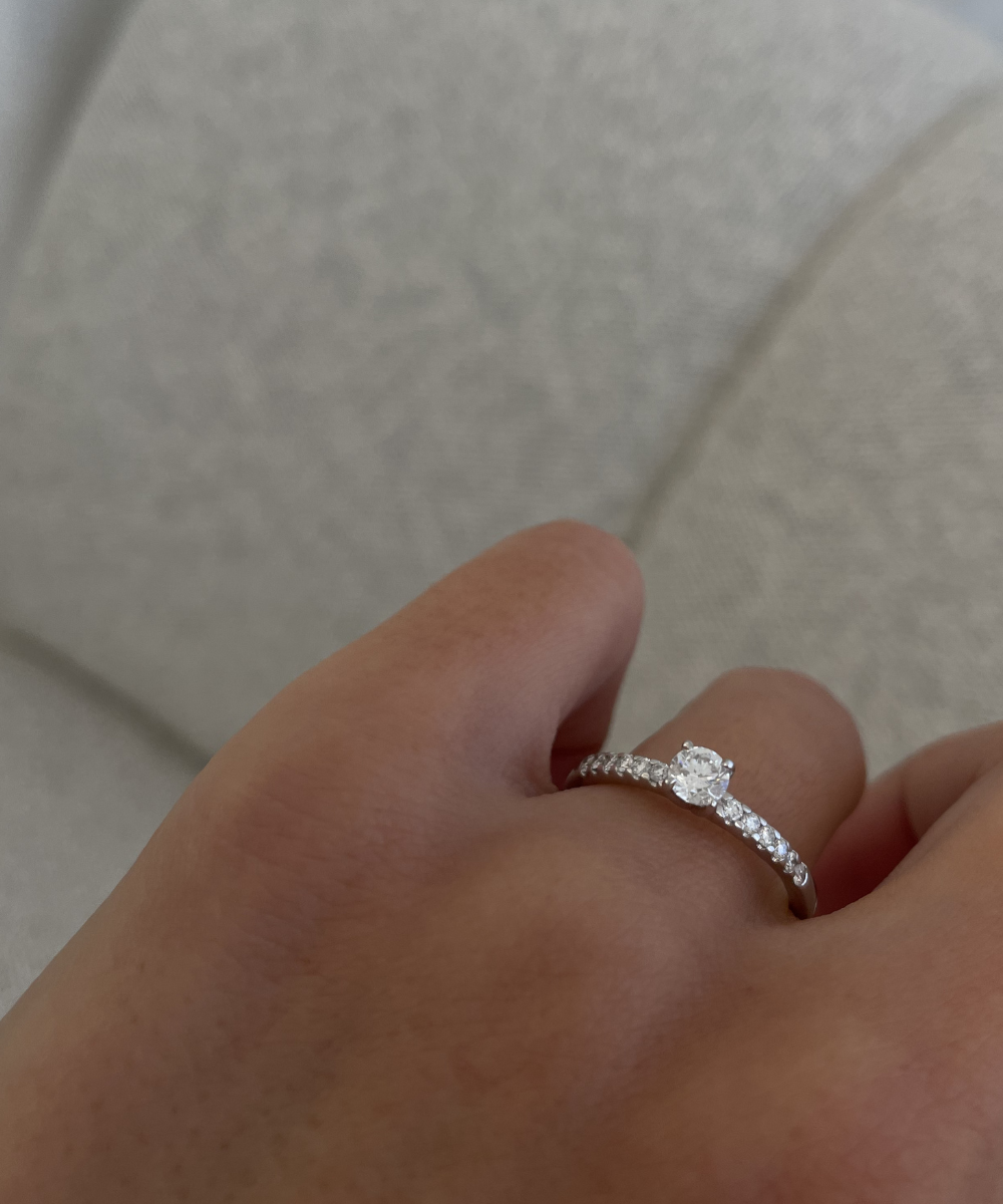 Round Diamond Solitaire Ring with Diamond Band classajewellers