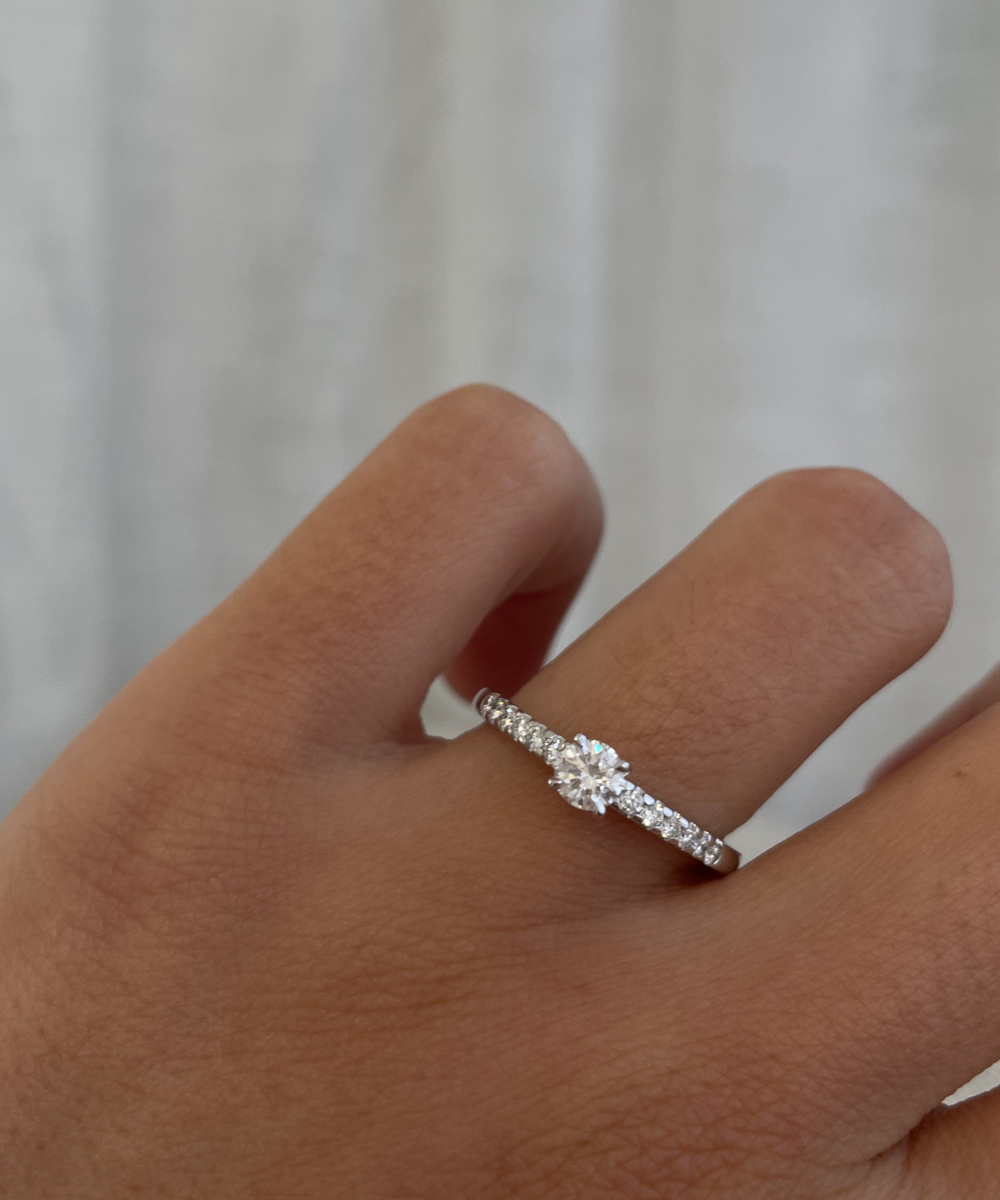 Round Diamond Solitaire Ring with Diamond Band classajewellers