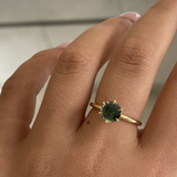 Round Green Sapphire Solitaire Ring