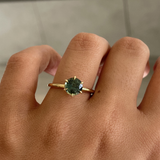 Round Green Sapphire Solitaire Ring