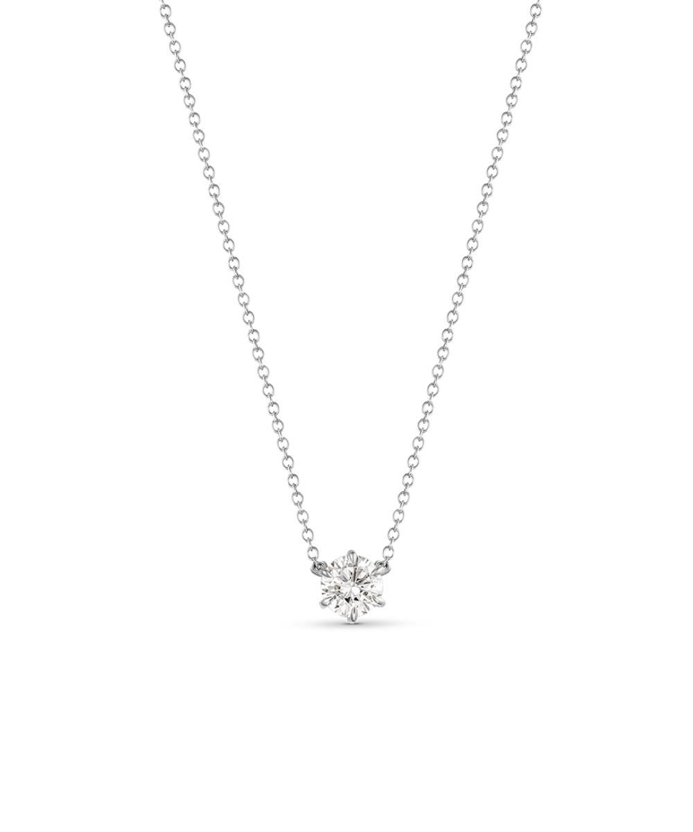 Round Solitaire Natural Diamond Necklace classajewellers