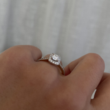 Round Solitaire with Square Halo Ring classajewellers