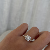 Round Solitaire with Square Halo Ring classajewellers