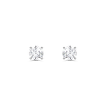 Front view of white gold round diamond solitaire stud earrings