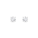 Front view of white gold round diamond solitaire stud earrings