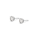 White gold diamond stud earrings showing butterfly back and profile
