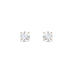 Yellow gold round diamond stud earrings with four claw setting