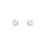 Yellow gold round diamond stud earrings with four claw setting