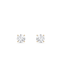 Yellow gold round diamond stud earrings with four claw setting