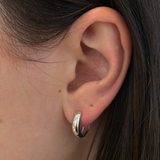 Rounded Huggie Earrings - White Gold