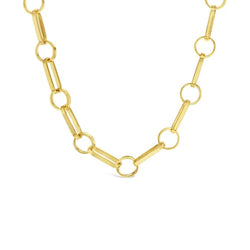 9ct Yellow Gold Silver Filled Paperclip & Circle Link Chain
