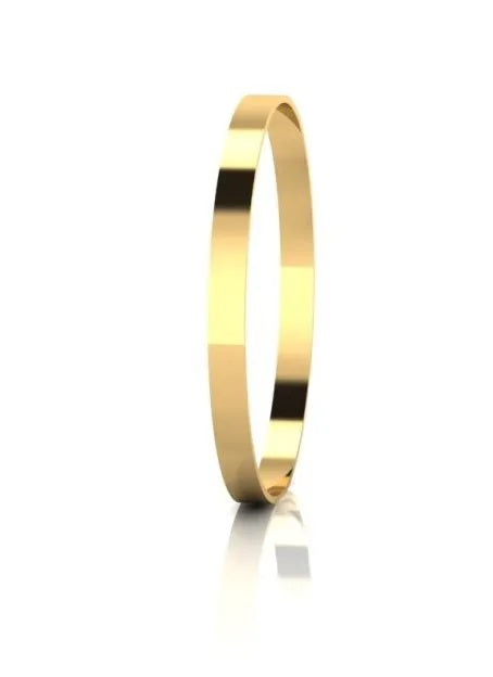 9ct Yellow Gold Solid Flat Bangle  - 7mm