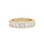 Sia Bezel Emerald Cut Diamond Wedding Band front view of emerald cut diamond eternity band