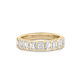 Sia Bezel Emerald Cut Diamond Wedding Band front view of emerald cut diamond eternity band
