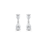 White gold pair of pear shaped diamond drop earrings