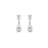 White gold pair of pear shaped diamond drop earrings
