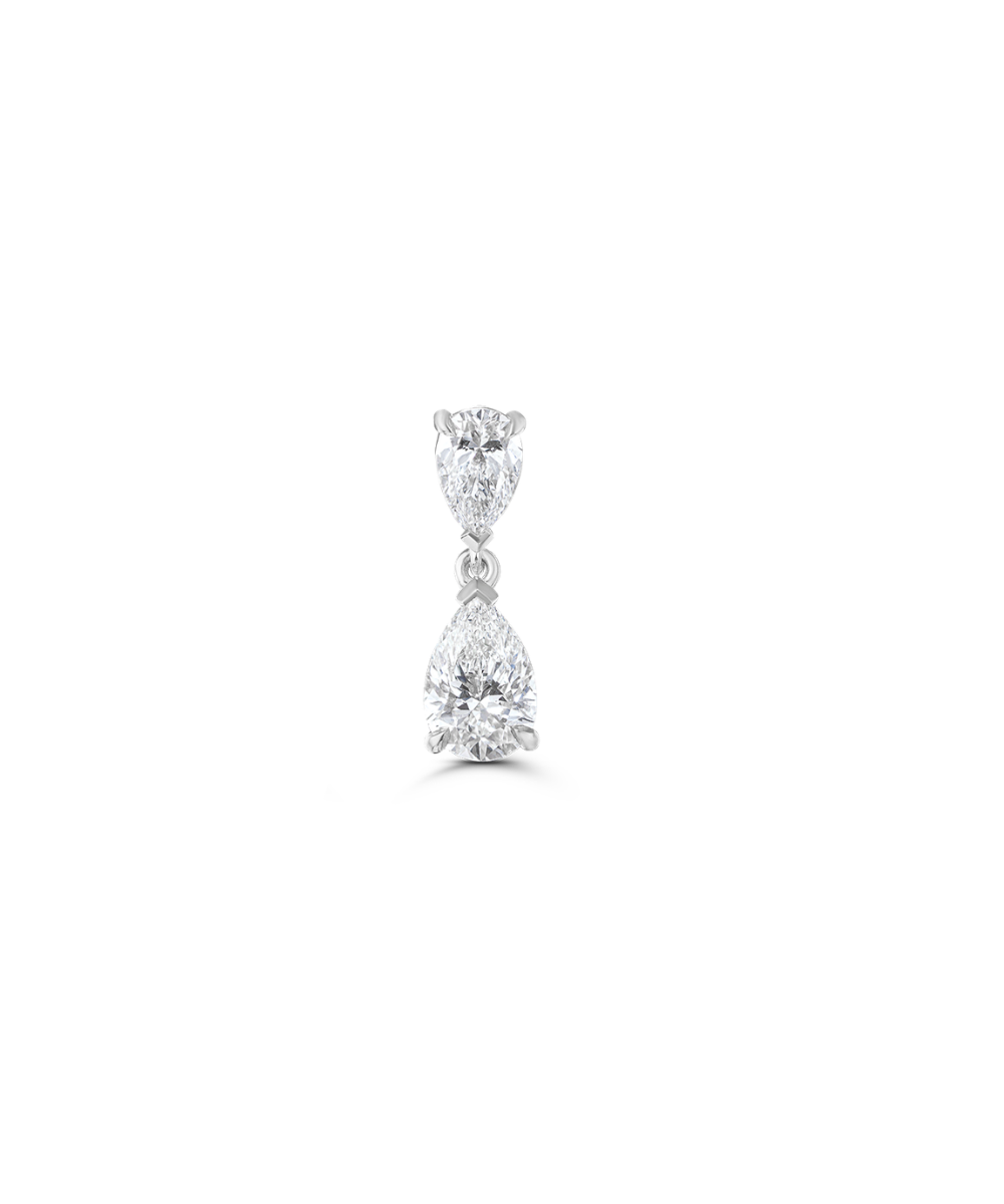 Single white gold pear cut diamond drop earring
