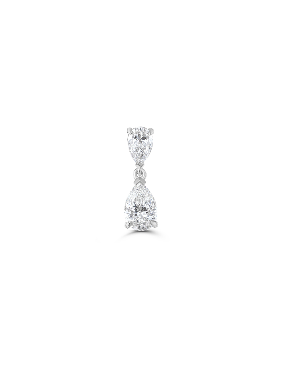 Single white gold pear cut diamond drop earring