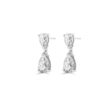 White gold double pear diamond drop earrings