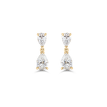 Yellow gold pair of pear cut diamond drop earrings