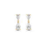 Yellow gold pair of pear cut diamond drop earrings