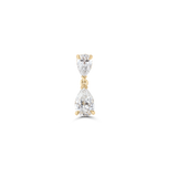 Yellow gold double pear diamond drop earring