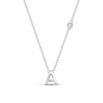Silver initial A pendant necklace with diamond accent