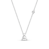 Silver initial A pendant necklace with diamond accent