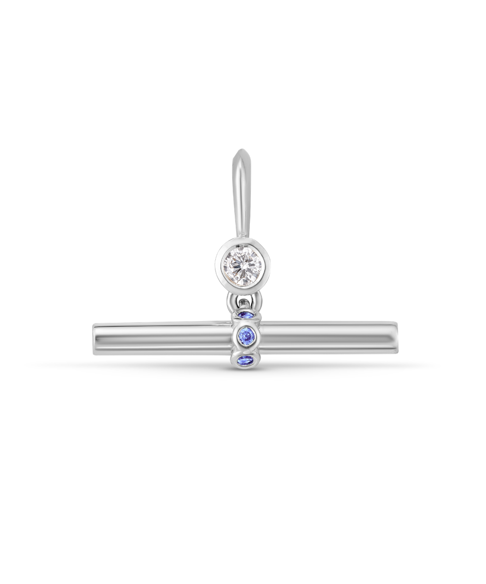 Birthstone T-Bar Pendant - White Gold classajewellers