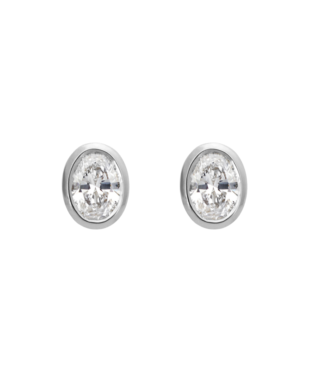 WG Oval Diamond Earrings - Bezel