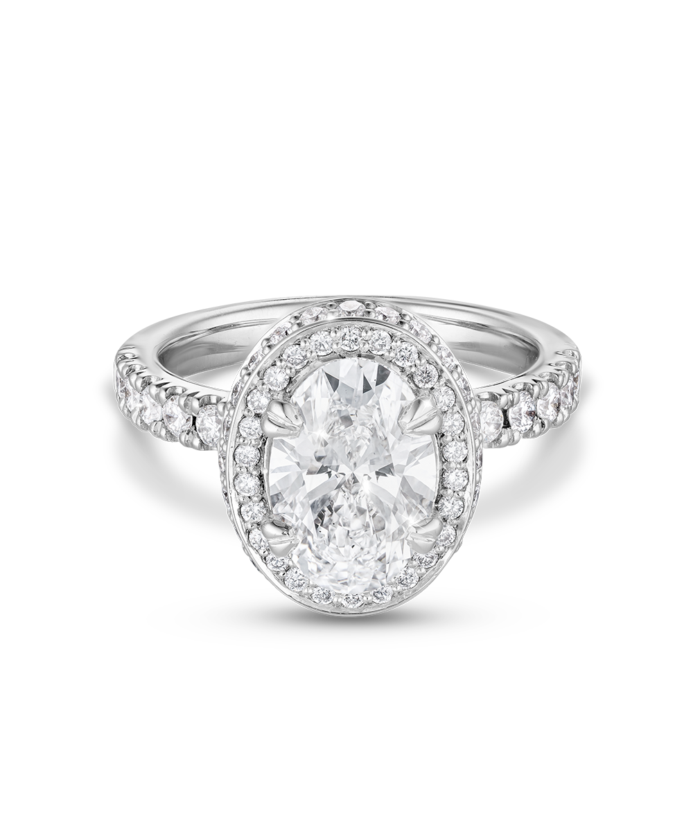 2.17ct Oval Diamond Halo Engagement Ring