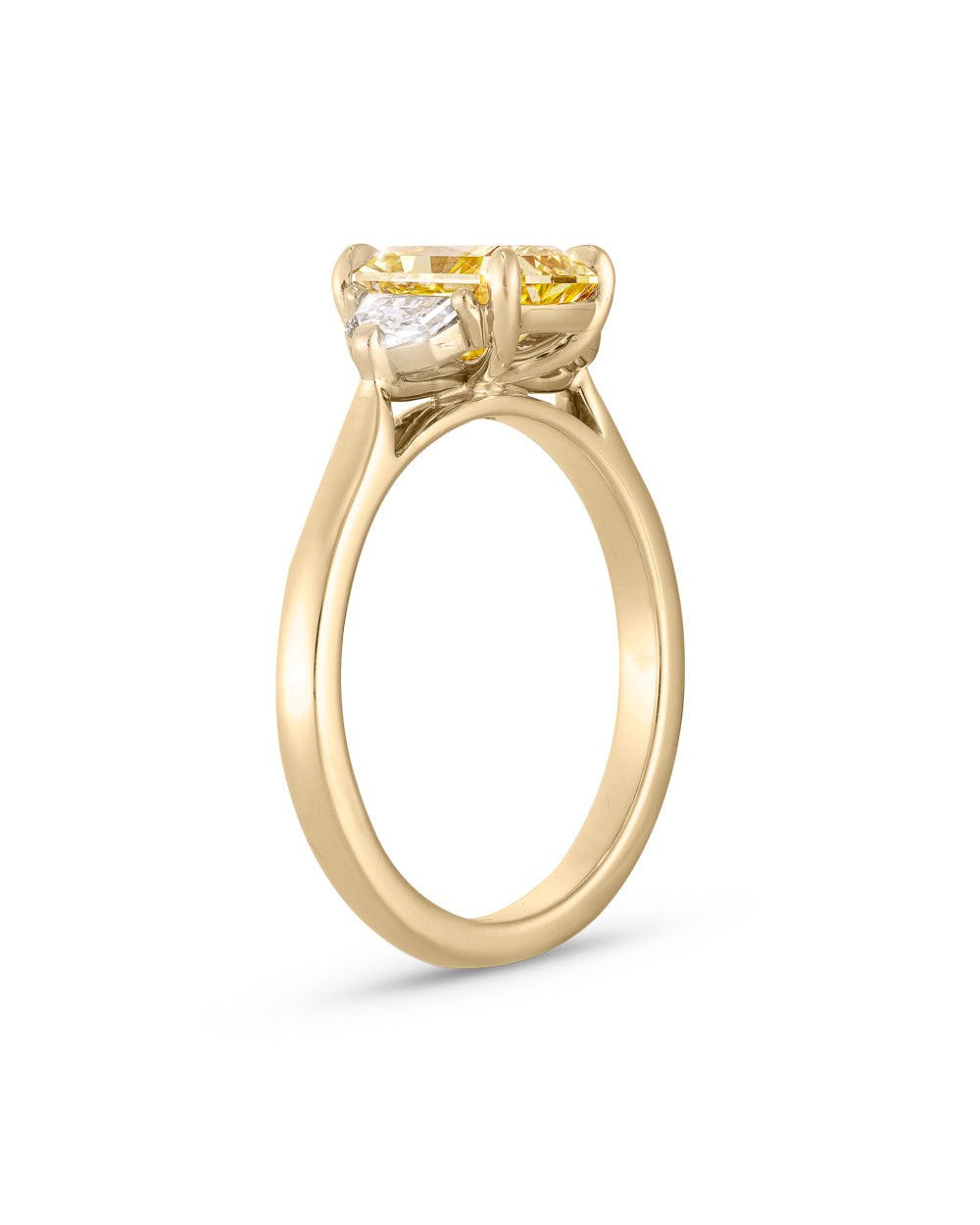 Radiant 1.59ct Yellow Diamond Trilogy Engagement Ring