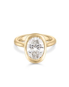 Zoe Oval Bezel Diamond Engagement Ring in 18ct yellow gold with lab grown diamond