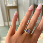 Cushion-Cut Amethyst & Diamond Halo Ring
