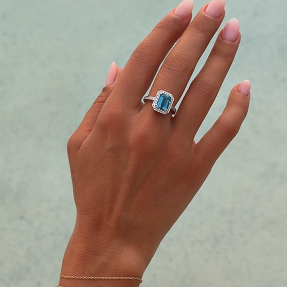 Topaz & Diamond Halo Ring