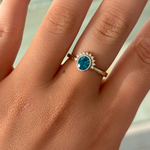 Ceylon Sapphire & Diamond Sunburst Ring